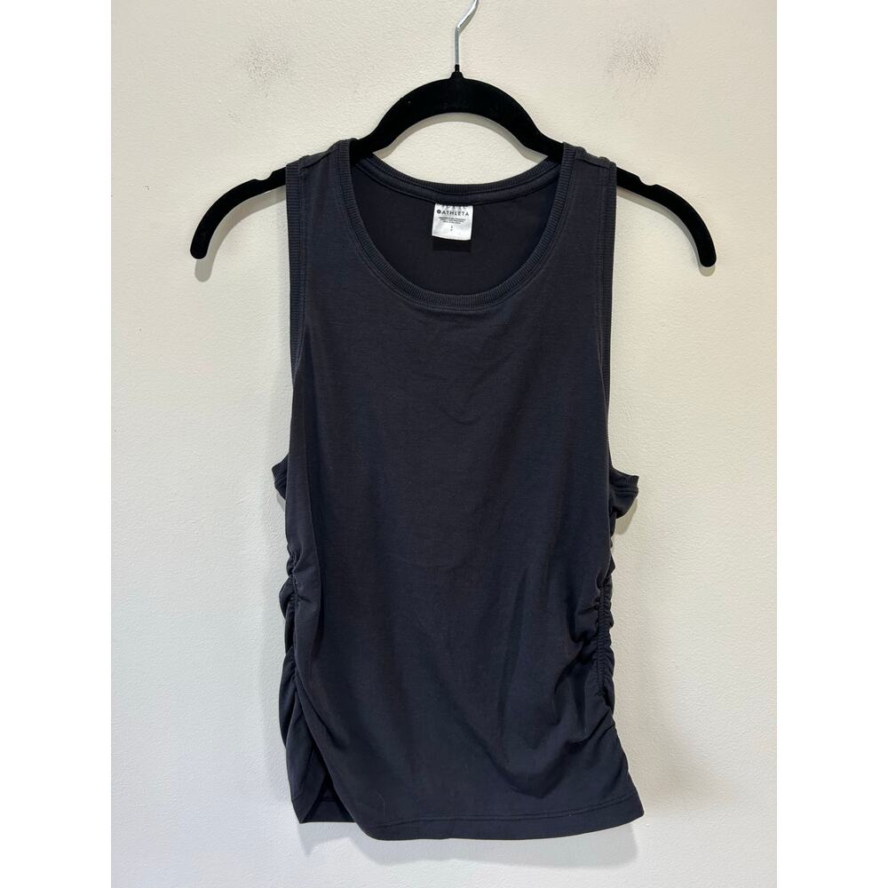 Athleta black tank top size S racerback ruching athletics athleisure outdoors